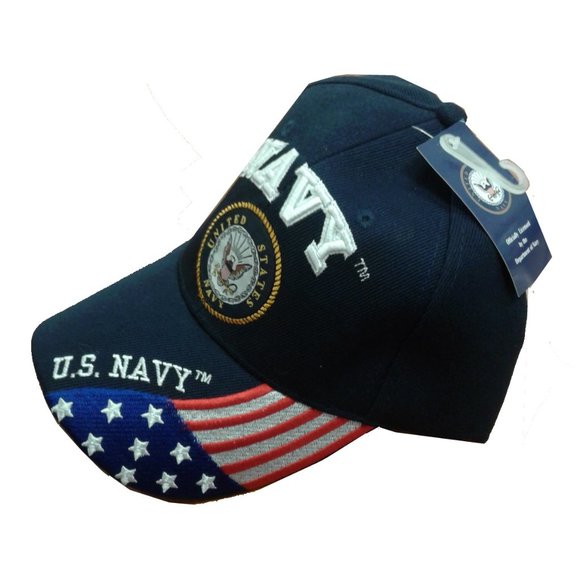 Navy Hat With Flag - Picture 2 of 3